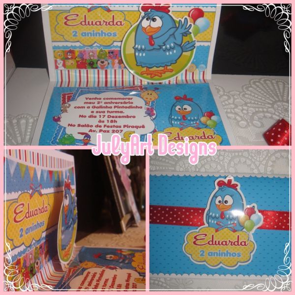 Convite Pop Up - Galinha Pintadinha